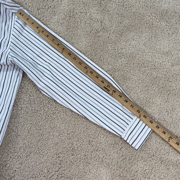 Womans Claiborne Button Front Shirt M White Black Striped MWT - Picture 11 of 15